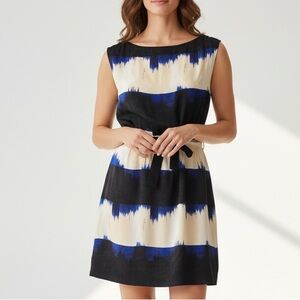 Rachel Rachel Roy Abstract Tie-Dye Stripe Dress Small Sleeveless Belted Pockets